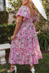 Pink Dainty Floral Smocked Puff Sleeve Flowy Long Dress