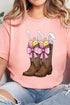Pink Easter Eggs Bunny Ear Bow Boots Printed Tee