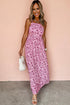 Pink Floral Cutout Back Empire Waist Sleeveless Maxi Dress