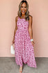 Pink Floral Cutout Back Empire Waist Sleeveless Maxi Dress