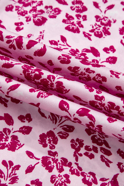 Pink Floral Cutout Back Empire Waist Sleeveless Maxi Dress