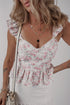Pink Floral Flutter Peplum Tank Top