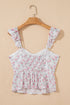 Pink Floral Flutter Peplum Tank Top