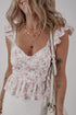 Pink Floral Flutter Peplum Tank Top