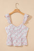Pink Floral Flutter Peplum Tank Top