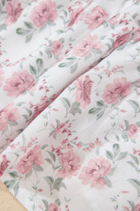 Pink Floral Flutter Peplum Tank Top