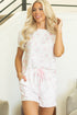 Pink Floral Lettuce Trim Tee and Shorts Ribbed Lounge Set