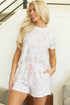 Pink Floral Lettuce Trim Tee and Shorts Ribbed Lounge Set