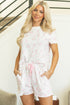 Pink Floral Lettuce Trim Tee and Shorts Ribbed Lounge Set