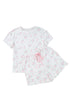 Pink Floral Lettuce Trim Tee and Shorts Ribbed Lounge Set