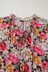 Pink Floral Print Crew Neck Short Sleeve Shift Blouse