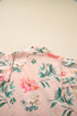 Pink Floral Print Frilled V Neck Pleated Sleeve Blouse