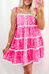 Pink Floral Print Ric Rac Patched Sleeveless Mini Dress