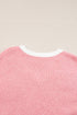 Pink Flower V Neck Dropped Shoulder Sweater