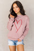 Pink Heart Glitter Graphic Raglan Pullover Sweatshirt