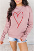 Pink Heart Glitter Graphic Raglan Pullover Sweatshirt