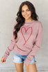 Pink Heart Glitter Graphic Raglan Pullover Sweatshirt