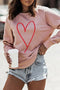 Pink Heart Glitter Graphic Raglan Pullover Sweatshirt