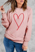 Pink Heart Glitter Graphic Raglan Pullover Sweatshirt
