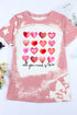 Pink Heart Shaped Letter Tie Dye Print Short Sleeve T Shirt