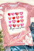 Pink Heart Shaped Letter Tie Dye Print Short Sleeve T Shirt