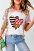 Pink Heart Shaped Tie Dye Contrast Short Sleeve T Shirt