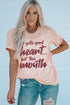 Pink I Gotta Good Heart But This Mouth Letter Print Graphic Tee