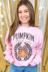 Pink Leopard Bowknot Pumpkin Graphic Halloween Sweatshirt