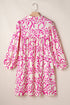Pink Leopard Print Loose Fit Babydoll Mini Dress