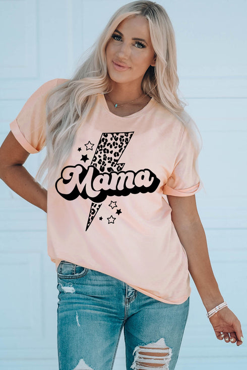 Pink Leopard Star Lightweight Short Sleeve Graphic T Shirt