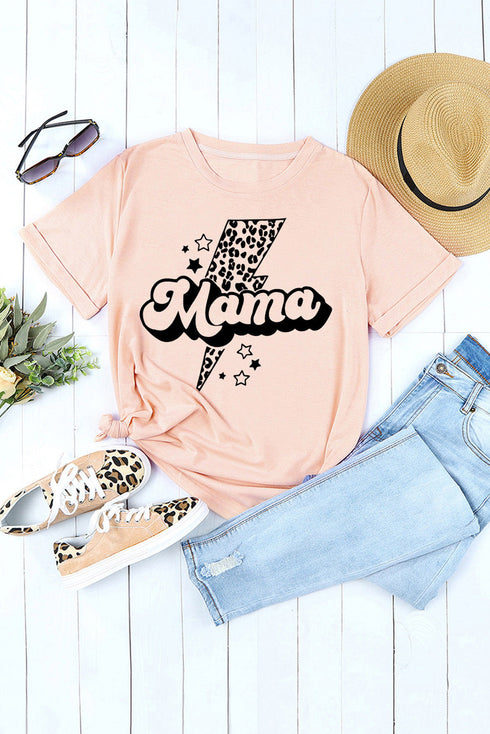 Pink Leopard Star Lightweight Short Sleeve Graphic T Shirt