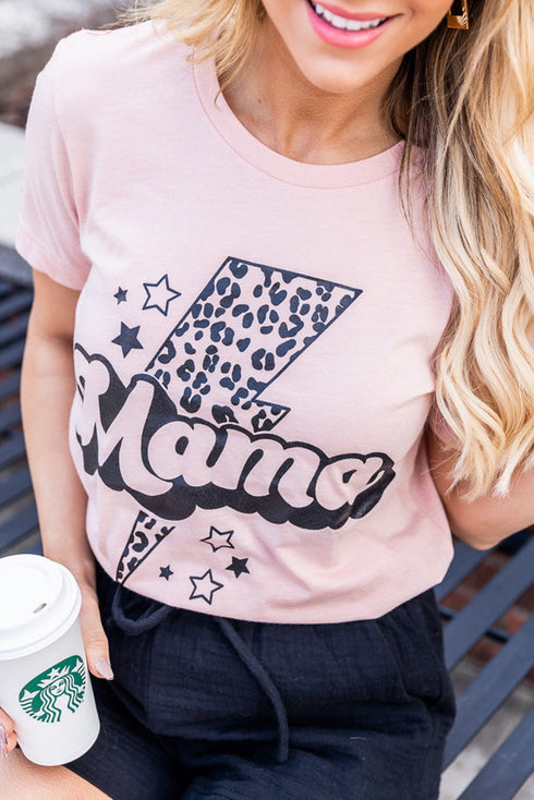 Pink Leopard Star Lightweight Short Sleeve Graphic T Shirt