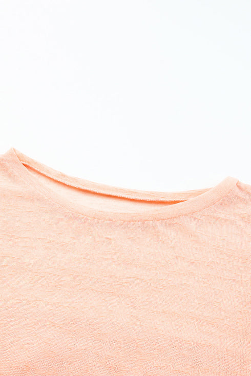 Pink Loose Fit Pockets Short Sleeve Beach Cover Up