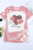 Pink Love Always Heart Leopard Bleached Print Graphic T Shirt