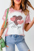 Pink Love Always Heart Leopard Bleached Print Graphic T Shirt