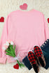 Pink Love Glitter Pattern Print Crew Neck Sweatshirt