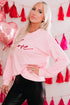 Pink Love Glitter Pattern Print Crew Neck Sweatshirt