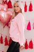 Pink Love Glitter Pattern Print Crew Neck Sweatshirt