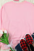 Pink Love Glitter Pattern Print Crew Neck Sweatshirt