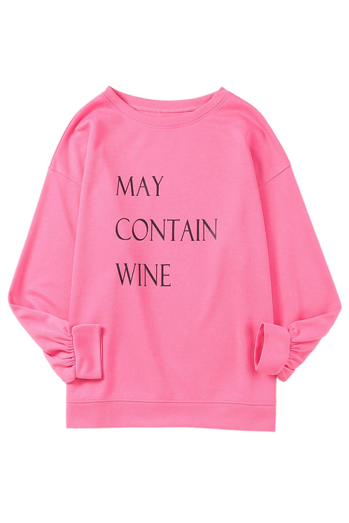 Pink May Contain Wine Crew Neck Plus Size Sweatshirt