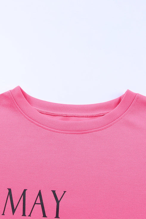 Pink May Contain Wine Crew Neck Plus Size Sweatshirt