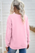 Pink Merry Letter Print Long Sleeve Pullover Sweatshirt