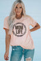 Pink Mom Life Letter Leopard Print Short Sleeve T Shirt