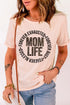 Pink Mom Life Letter Leopard Print Short Sleeve T Shirt