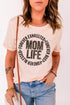 Pink Mom Life Letter Leopard Print Short Sleeve T Shirt