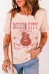 Pink Music City Guitar Graphic Print Crew Neck T Shirt