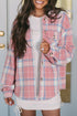 Pink Plaid Flap Pocket Flannel Shacket