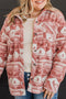 Pink Plus Size Aztec Print Chest Pocket Shacket