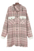Pink Plus Size Macrame Plaid Coat