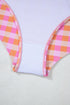 Pink Plus Size Plaid Print High Waist Bikini Set